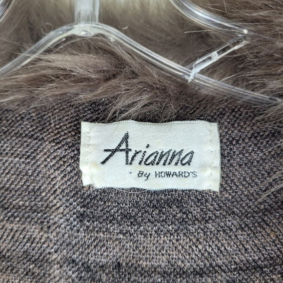 Ariana by Howard's tan black plaid cape coat waterfall front faux fur collar OS - Picture 5 of 12